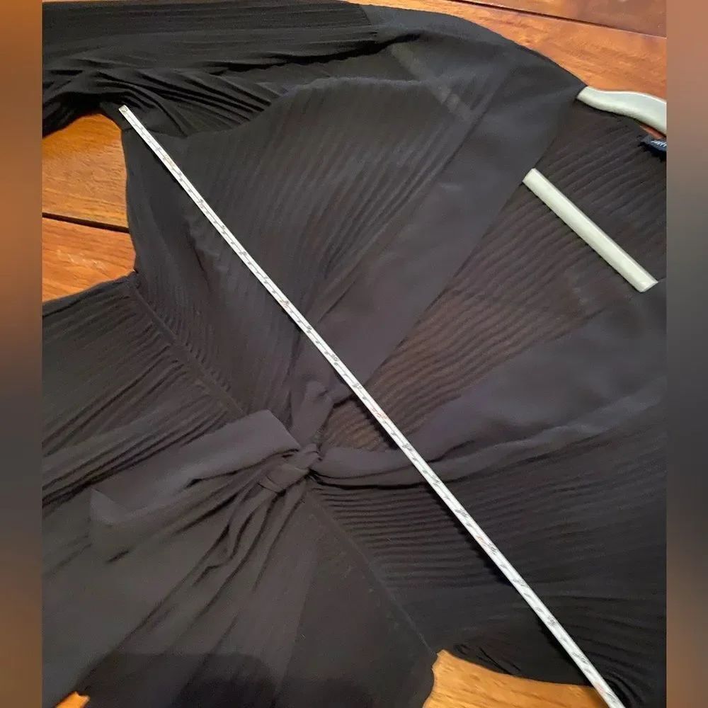 PrettyLittleThing Black Sheer Ruffle Top Size Medium Feminine Going Out Blouse - Picture 5 of 7